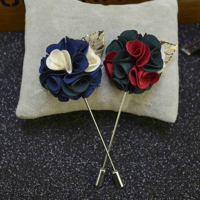 Fashion Handmade Multi Color Fabric Flower Leaf Brooch Lapel Pin for Men BC-1081