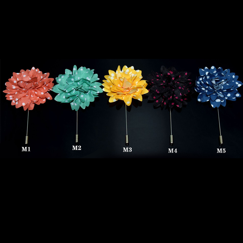 Wholesale Polka Dot Striped Fabric Fashion Men's Handmade Flower Pin Brooch BC-1082