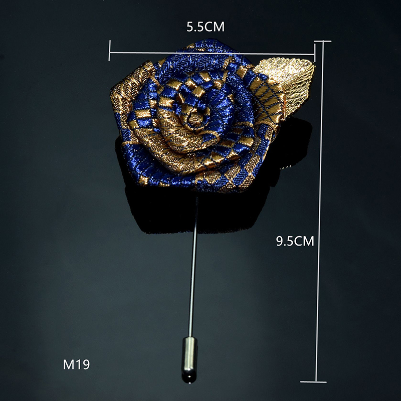 Manufacturer Fashion Mens Rose Fabric Flower Brooch Lapel Pin for Party Wedding Business BC-1086