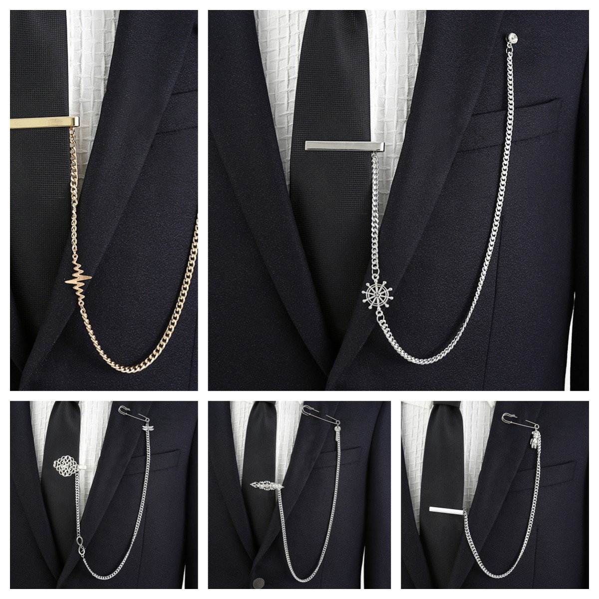 Brass Material Stylish Gold & Silver Tie Clip w...