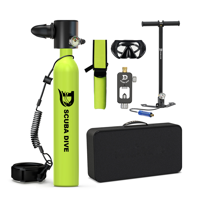 Mini 0.5L Scuba Diving Tank with Diving Goggles and Hand Pump Diving Cylinder Dive Equipment for Adults