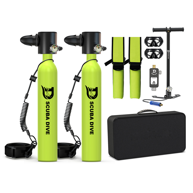 Aviation Aluminum 0.5L Mini Scuba High Pressure Oxygen Cylinder Diving Equipment with 2 tanks and Hand Pump