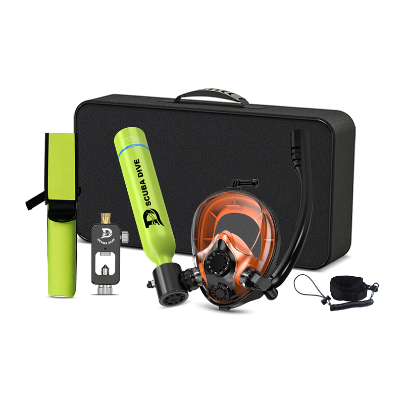 Mini Scuba Lung Tank 0.5L Small Oxygen Lung Tank With Full Face Snorkel Mask
