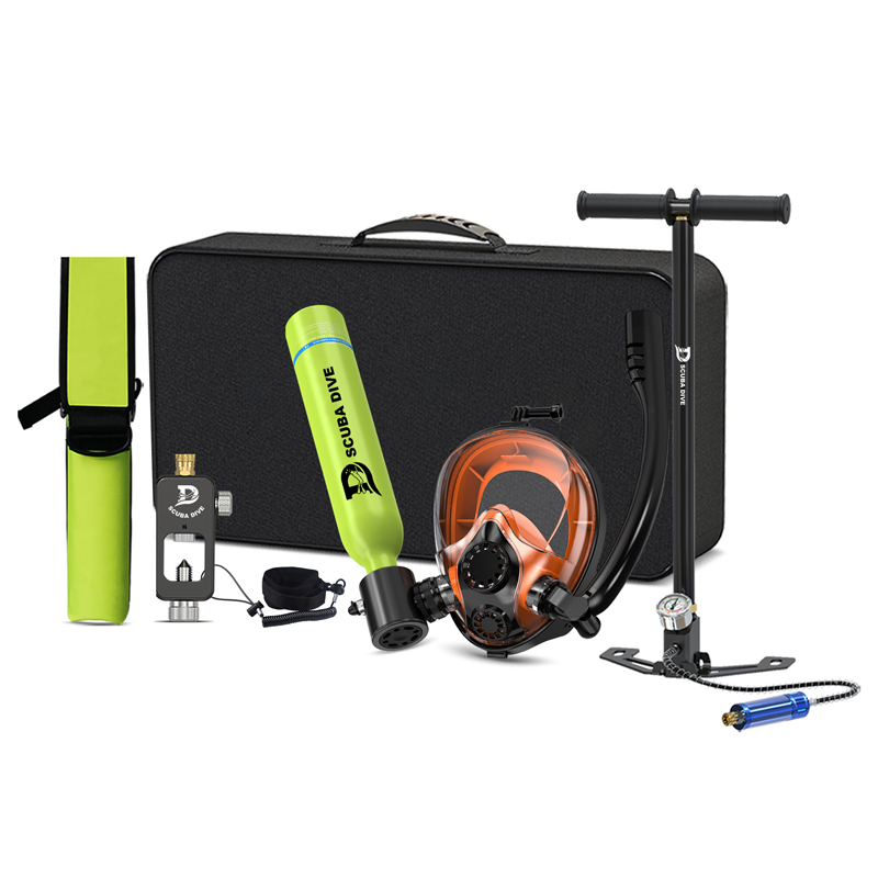 Aluminium 0.5L Scuba Diving Tank with High Pressure Snorkel Mask and Hand Pump