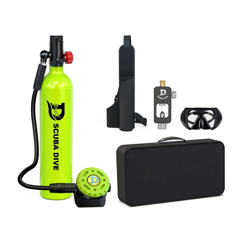 CE Certificate Safe 1L Capacity 10-20 Minutes Breathing Aluminum Dive Air Tank Scuba Diving Equipment Gas Cylinder with Refill Adapter and Diving Anti Fog Goggles