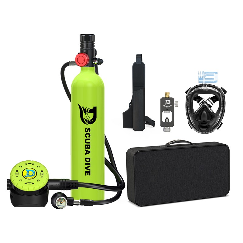 Mini Scuba Lung Tank 1L Small Oxygen Lung Tank With Full Face Snorkel Mask