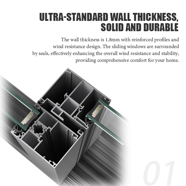 Aluminum slide energy efficient sliding windows double glass aluminum sliding window