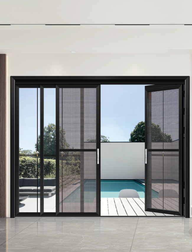 Black Door Sliding Door with Screen-1