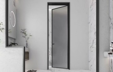 Customized Aluminum Narrow Frosted Glass Casement Door Slim Frame Casement Doors  CD44 casement door