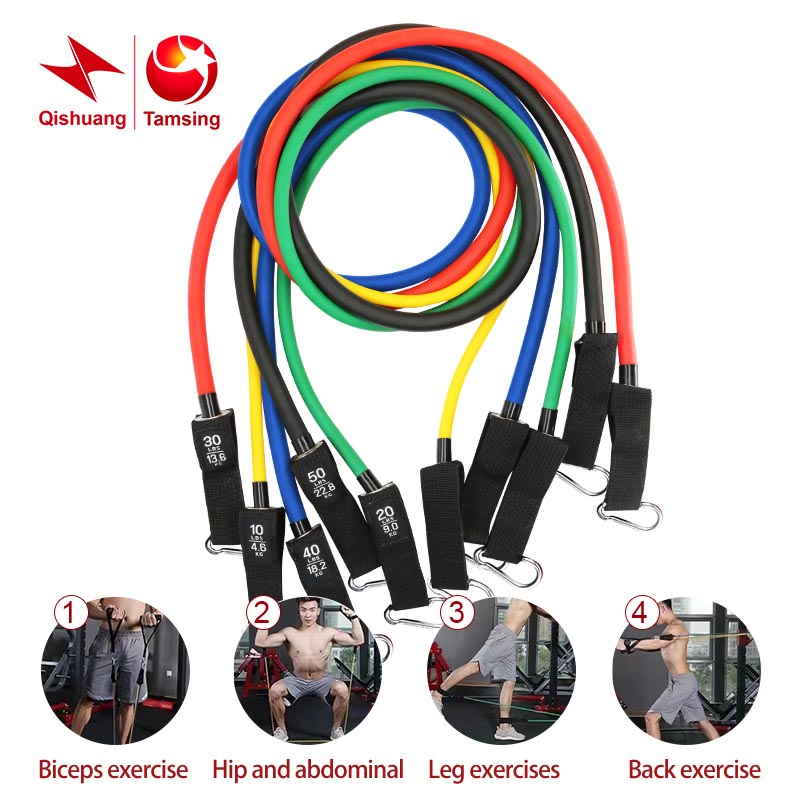11pcs latex resistance bands fitness exercise tube rope set yoga