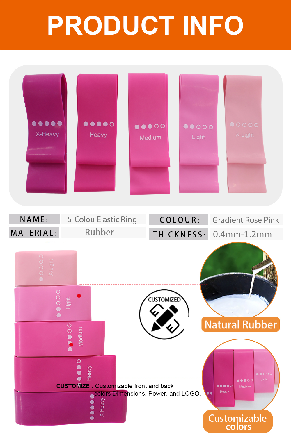 yoga resistance rubber bands custom