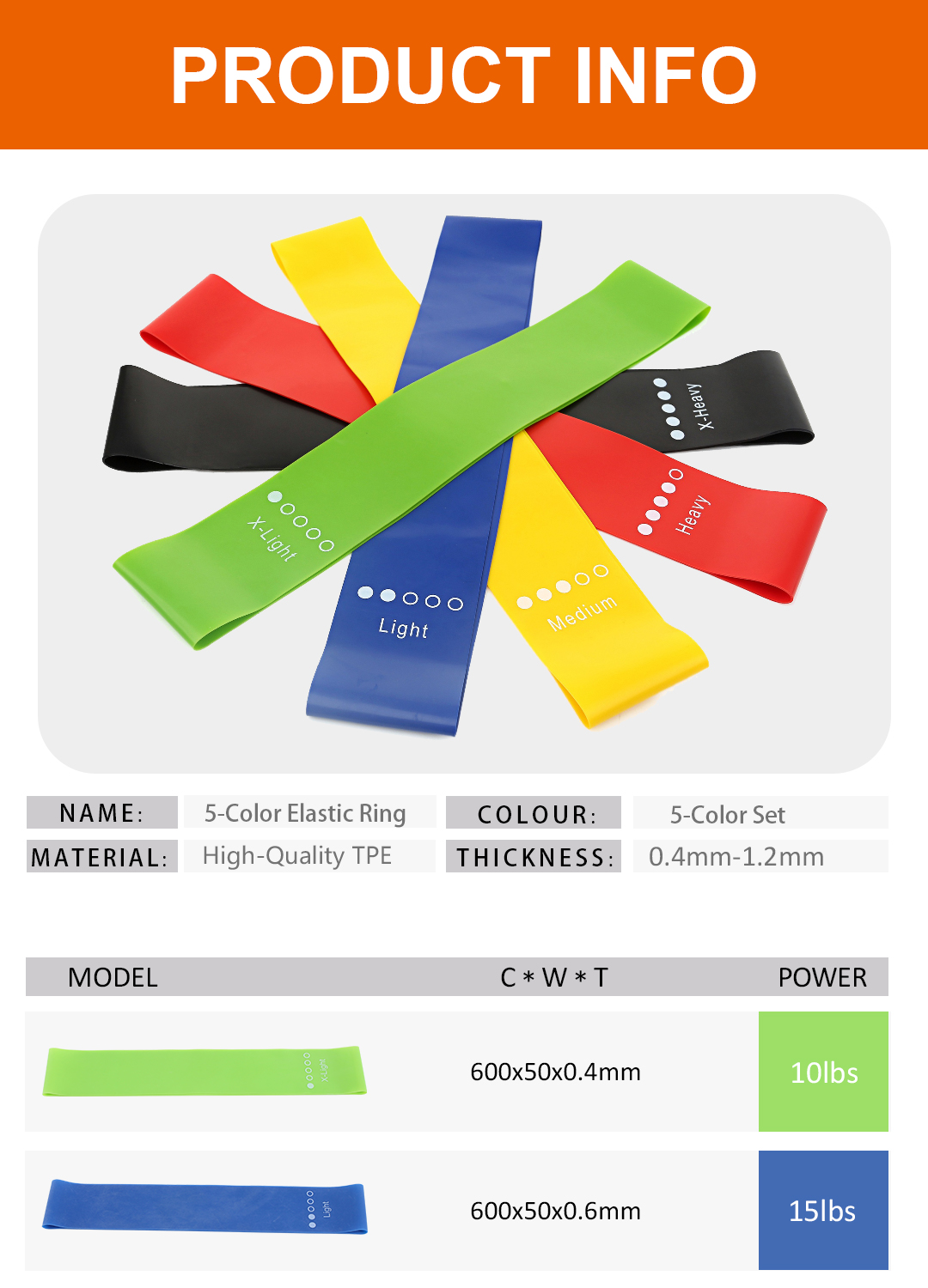 TPE Resistance Bands color