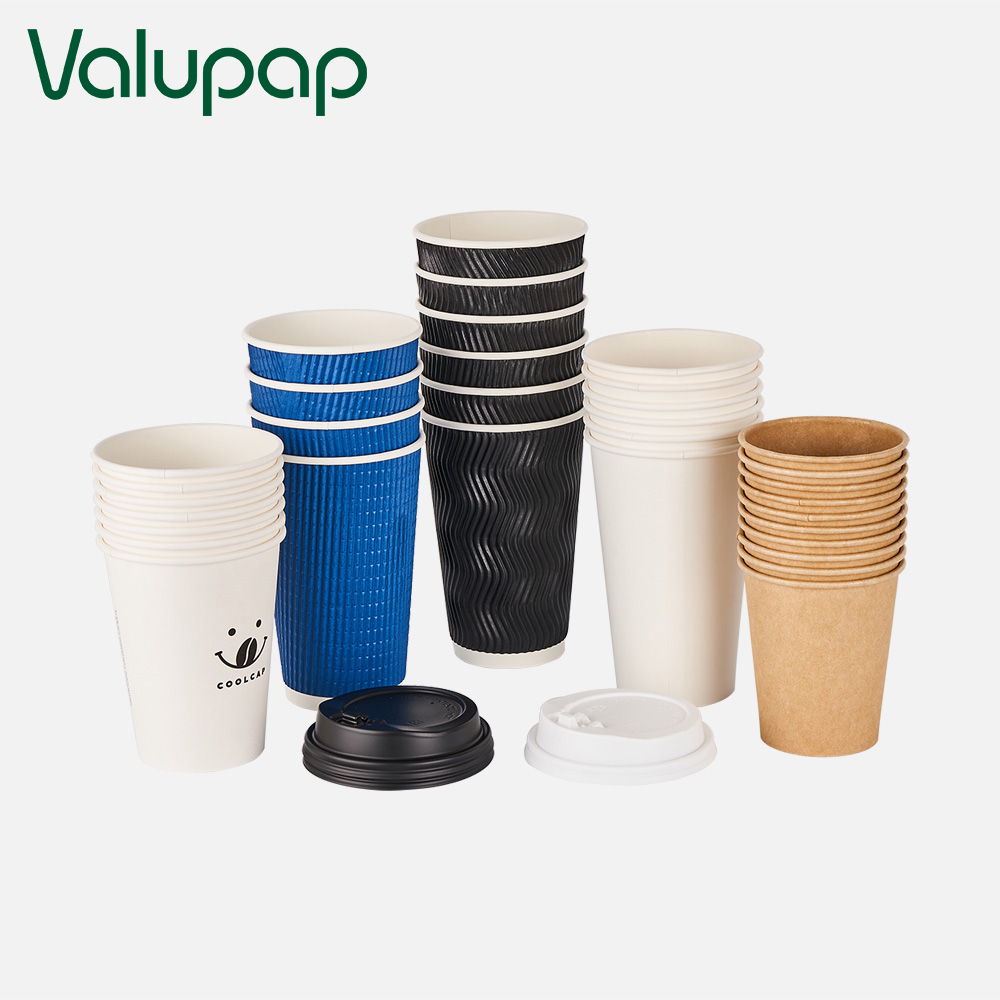 Disposable corrugated ripple wall paper coffee cups