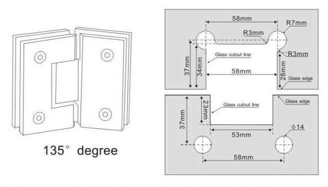 Bathroom Glass Door Hinge 135 17