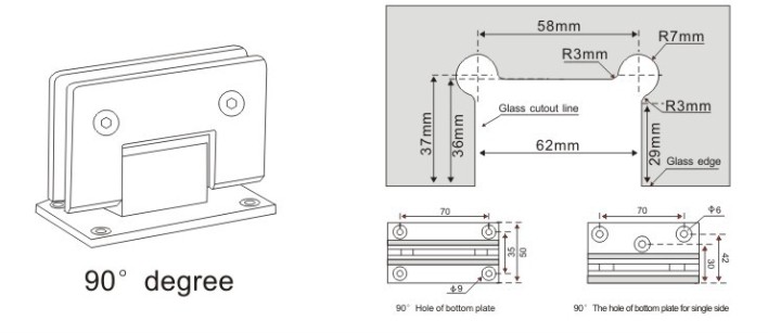 Whole casting bathroom glass h17