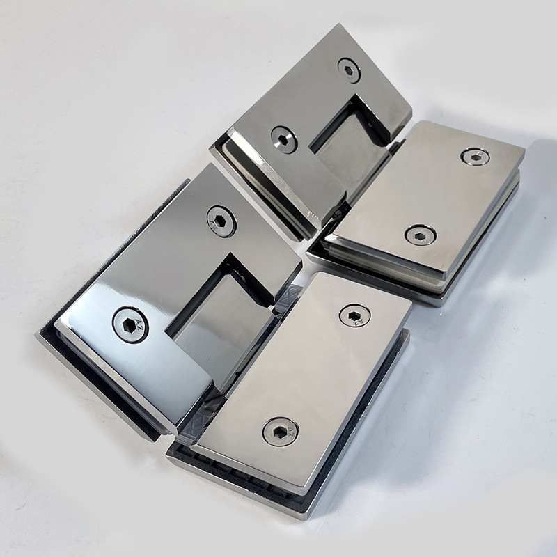 Half casting and half stamping stainless steel 304 bathroom frameless glass door hinge 135 degree glass to glass fitting