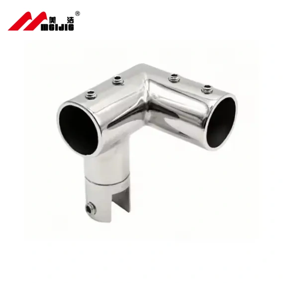 90 Degrees 3-Way Shower Room Tempered Glass Connectors Metal Tube Clamps Round Tube Connector