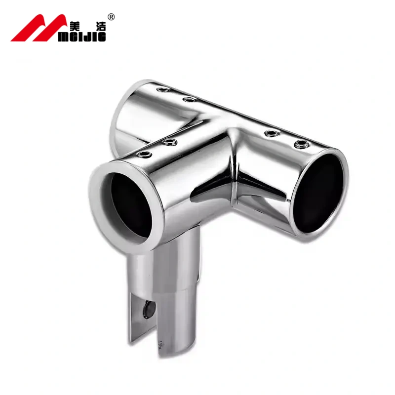 T-Shaped Stainless Steel Glass Shower Round Pipe Fittings Round Tube Corner Adjustable Connectors