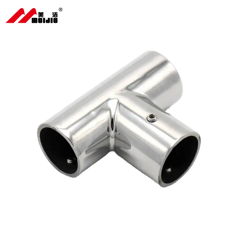 Shower Door Stainless Steel Round 3 Way Pipe Connector-product