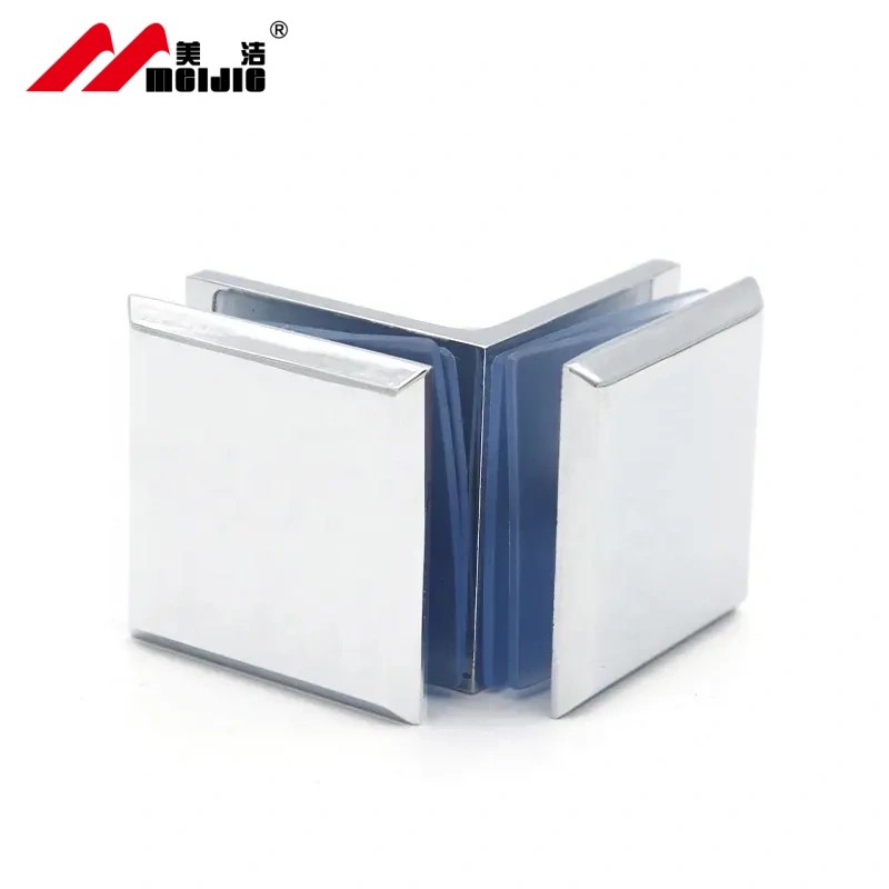 Chrome Glass clamp Showroom Fixing Accessories 90 Degree glass to glass Zinc Alloy Glass Acrylic Panel Clip Partition Fixing