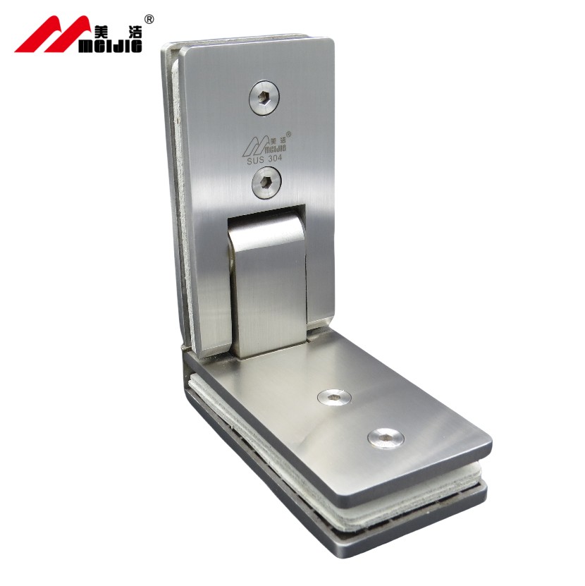 Factory hot sale adjustable square frameless glass door hinge in 90 degree glass to glass hardware accessories