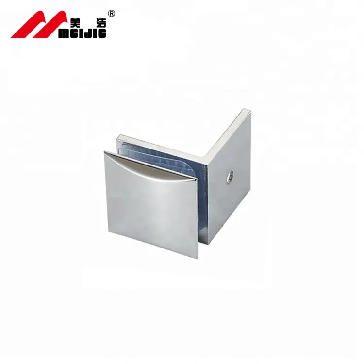Factory wholesale curved panel Zinc alloy material glass clip 90 degree glass to wall hardware accessories