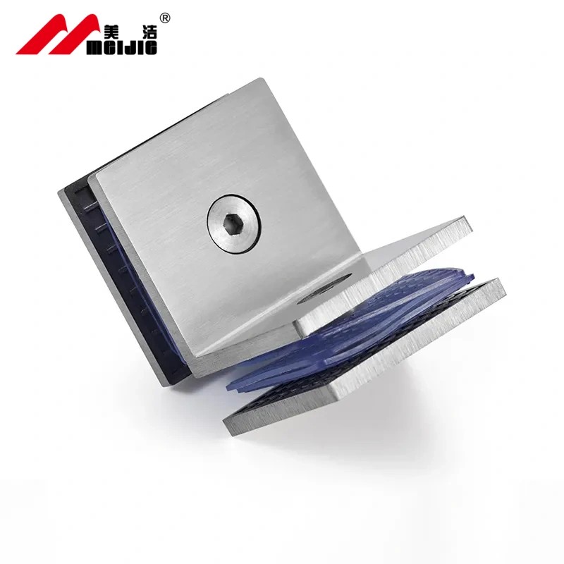 New Design Casting 90 Degree Square Bevel Edge Bathroom Clip Glass To Glass Connector Shower Door Glass Clamp