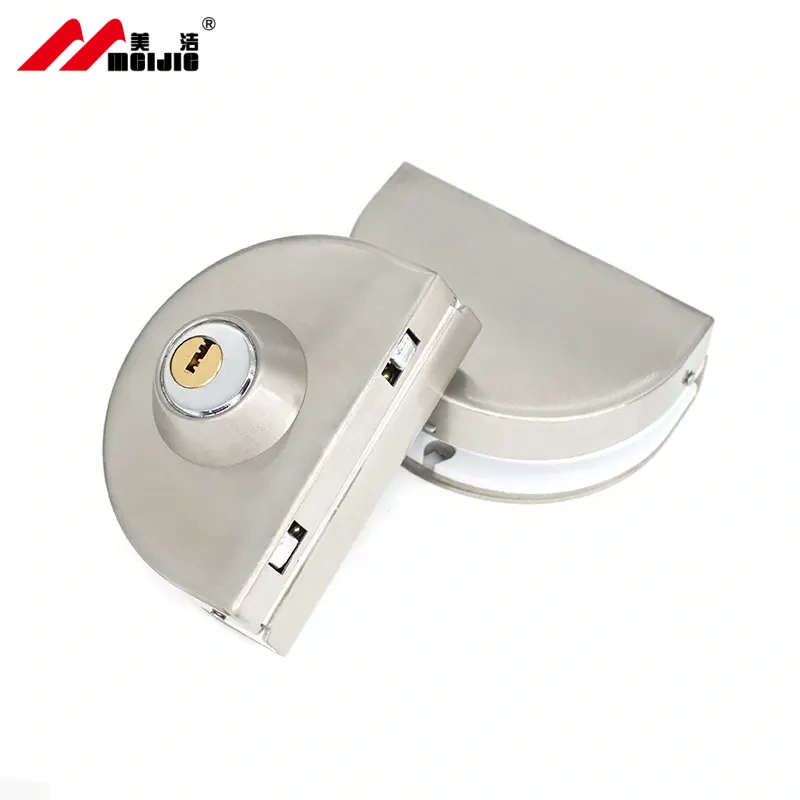 High Quality Office Living Room Rim Lock Door Tempered Silver Double Frame Glass Door Lock Commercial Glass Door Lock