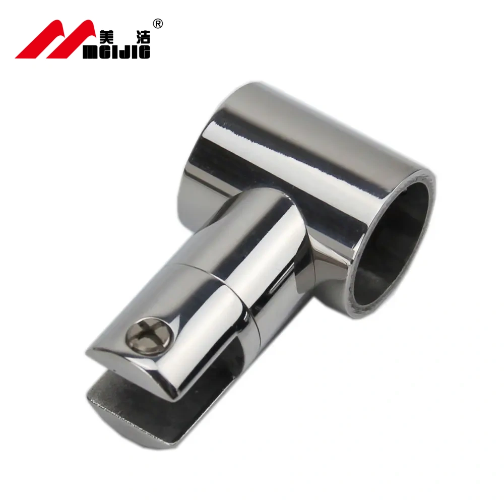 Stainless Steel Glass Shower Door Hinge Pipe Fittings Round Tube Corner Adjustable Connectors