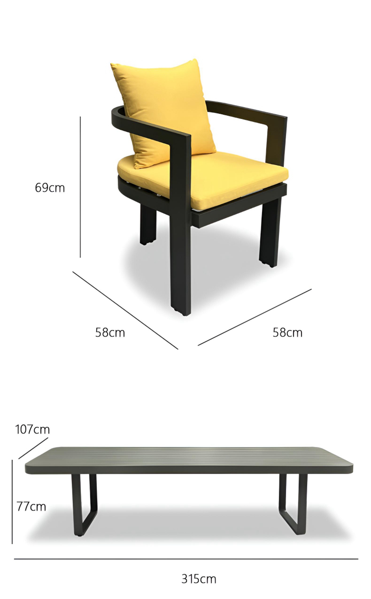 Ensemble de salle à manger d'extérieur en aluminium (2)