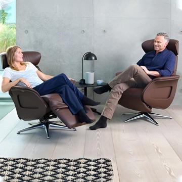 all purpose styling black leather rotating lounge chairs