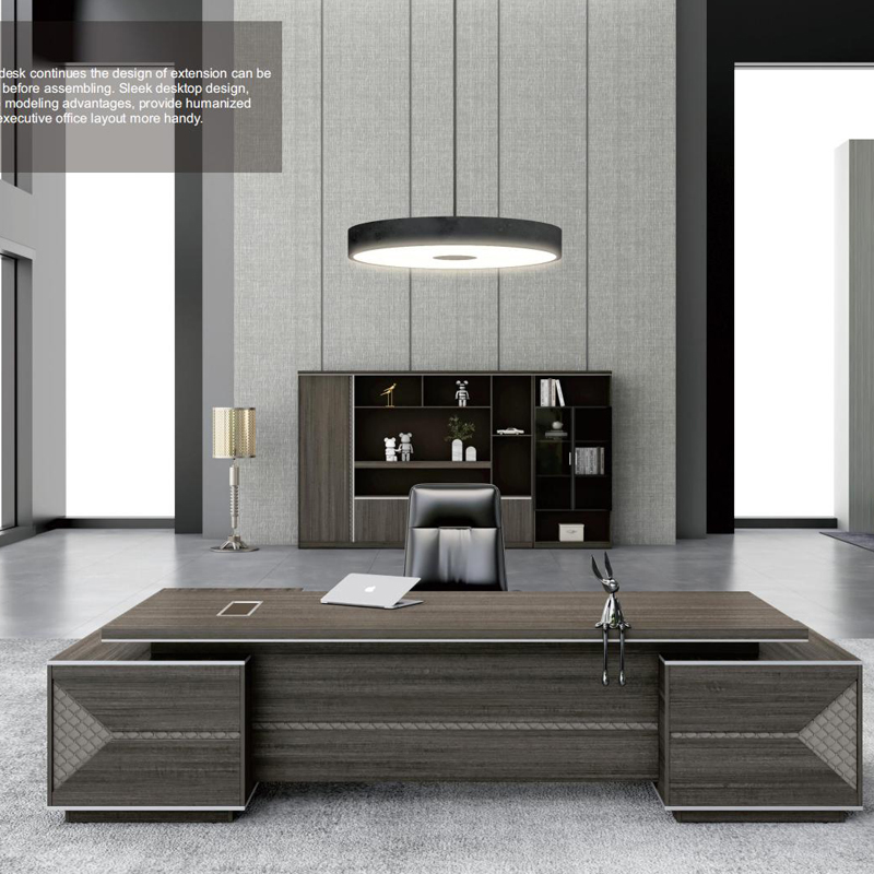 luxury black wood executive offce table desk with hutch