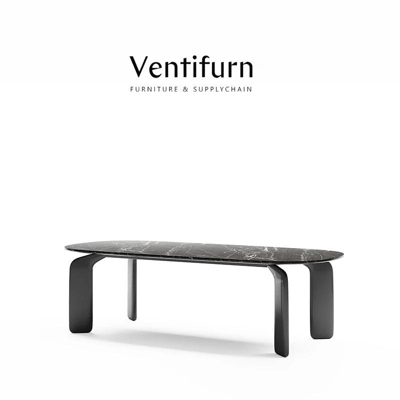 complete black marble dining table set for 6