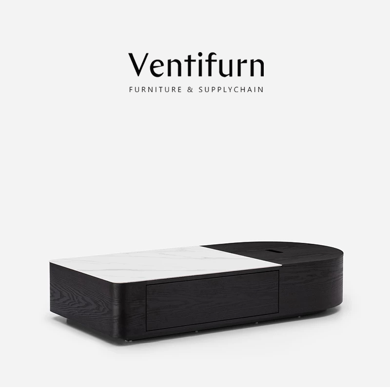 thiết kế bàn trà gỗ tếch tròn lưu trữ