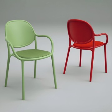 plastic dining table chairs set with armrest