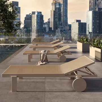 Modern Exterior Patio Stackable Lounge Chairs with Wheels