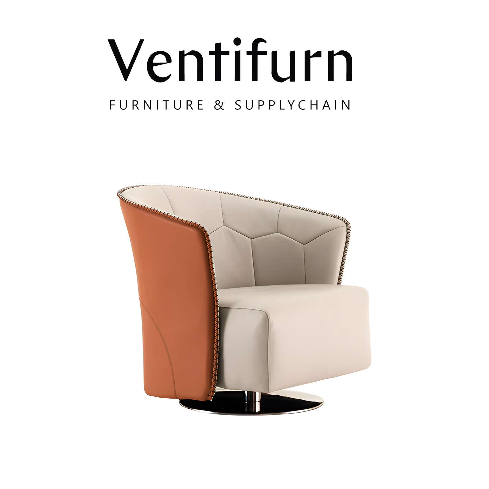Sillón giratorio de cuero para salón italiano