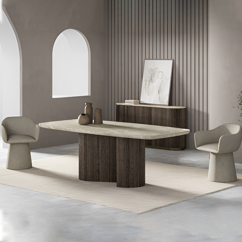 luxury modern oval dining table set marble