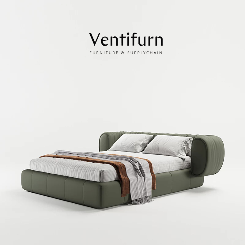 Doppelbett aus Leder für Erwachsene, Kingsize