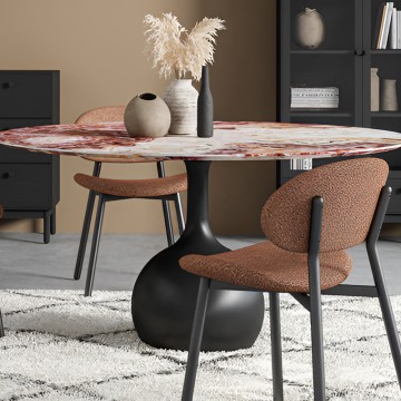 Round sintered stone furniture dining table set luxury