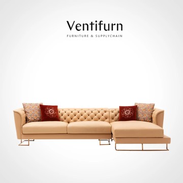 french style comfortable pure leather sofa set L shape