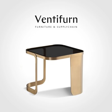 Square Stainless Steel Smoke Glass Side Table