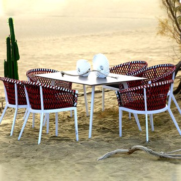 modern 6 seater aluminum outdoor dining set