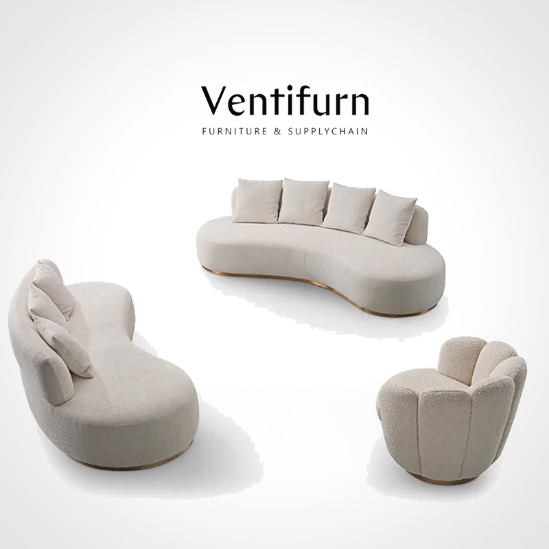 apartment beige curved couch sofa living room