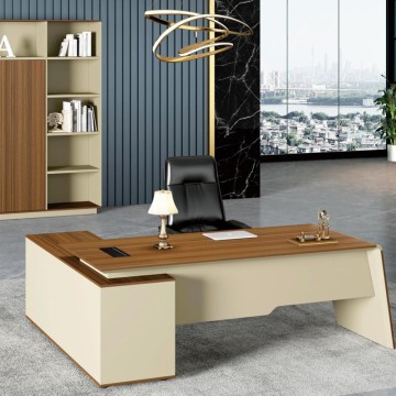 Modern L Shaped Wood Executive Desk For Sale