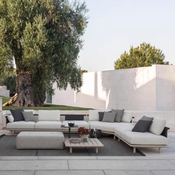 luxury villa wooden outdoor garden furniture corner sofa