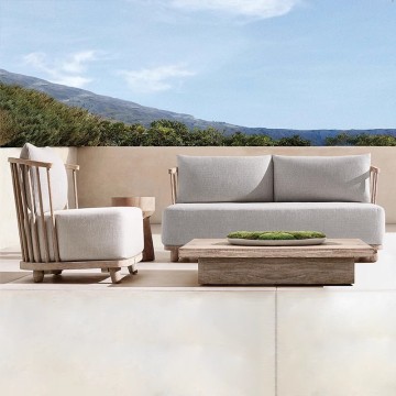 Mid Century Comfy Patio Outdoor Wooden Furniture