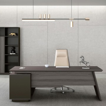 Black Solid Wood Executive Desk Set For Home Office