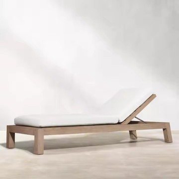 Modern Outdoor White Teak Pool Lounge Chairs