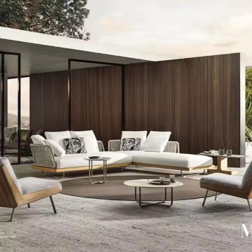 Handmade Wooden Timber Curved Outdoor Sofa Furniture Sectional